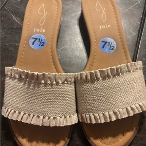 Josie Beige Ruffle Slide Sandals